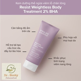 [Hàng công ty] Kem dưỡng thể 2% BHA Paula's Choice RESIST WEIGHTLESS BODY TREATMENT WITH 2% BHA 210ml