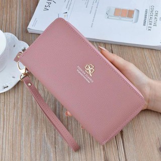 Ví Nữ Dài, Ví Cầm Tay Nữ Hai Khoá Kéo Có Nhiều Ngăn Hoa Văn Cỏ 4 Lá V010429 COCO STORE