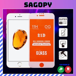 Kính cường lực iphone 21D Full màn hình iphone 6/6s/7/7plus/8/8plus/plus/x/xr/xs/11/11 Pro Max/12/12 Pro Max Sagopy
