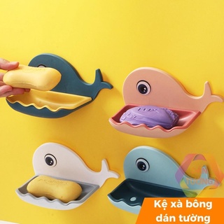 Kệ xà phòng dán tường không khoan MDT, kệ đừng xà phòng xà bông nhà tắm thoát nước khô ráo siêu cute _XCV