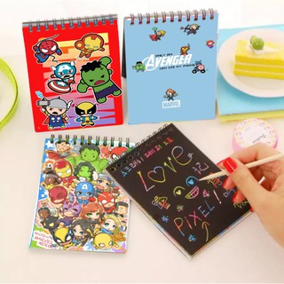 Sổ cào vẽ siêu anh hùng giấy đen SC18 14cm *10 cm sổ cào cute dễ thương