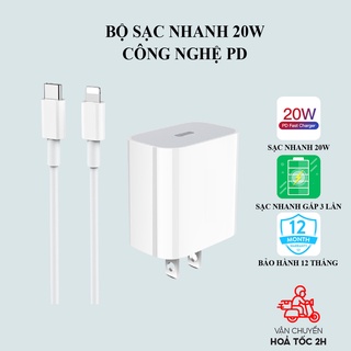 Sạc iphone BA38Plus: Củ sạc nhanh 20W, dây sạc nhanh iPhone type-C to lightning cho 6,7,8,X,11,12,13 HC BH 12 tháng
