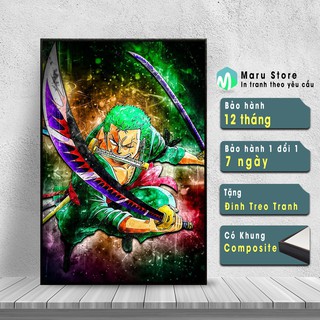 Tranh One Piece Zoro Treo Tường, Có Khung, Tặng Đinh Treo Tranh