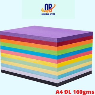 100 tờ bìa màu cứng làm đồ hanmade , đóng tập sổ, đồ thủ công, thiệp khổ A4 - Định lượng 160gsm có nhiều màu