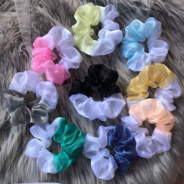 🌸🌸 Dây cột tóc Scrunchies phối voan lụa 2 màu ❤️