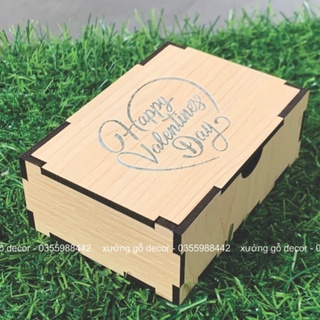 (Xả) Hộp Đựng Qùa Tặng Valentine ,Chocolate, Socola Cho Ngày Valentine Khắc Chữ Sẵn Gía Rẻ- Woody Box