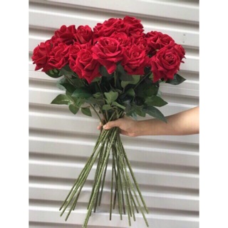 Cành hồng nhung cao cấp 60cm hoa 10cm