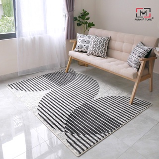 Thảm lông sợi ngắn lượn sóng phối màu xám đen không gian 3D thương hiệu MW FURNITURE