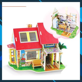 Mô hình nhà búp bê gỗ DIY Nhà búp bê -Villa series- Kitchen House -HPMDV140 Toy World