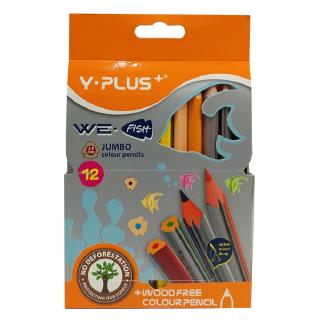 Bộ Bút Chì Màu Gỗ WE FISH JUMBO - 12 màu - Y PLUS+ TC150200_WF