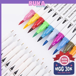 Lẻ 1 bút dual brush pen fineliner, bút calligraphy phụ kiện văn phòng phẩm BukaVn