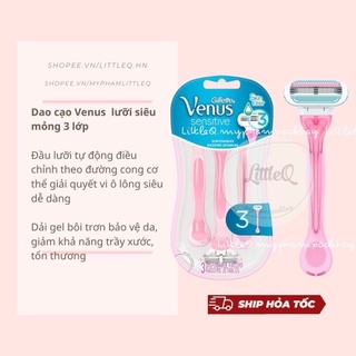 [Hàng Úc - CÓ CHE TÊN] LẺ 1 dao cạo Gillette Venus Sensitive cao cấp cho nữ - dao cạo lông 3 lưỡi  (tách set 1c)