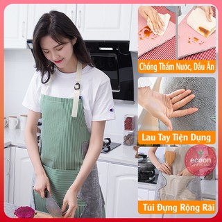 Tạp dề chống thấm nước, tạp dề nấu ăn có miếng lau tay túi đựng đồ kiểu nhật bản