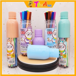Hộp màu dạ, màu nước gồm 12 24 cây bút màu tập vẽ cho bé, màu vẽ học sinh E730
