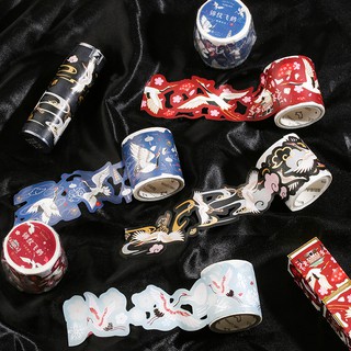 Washi tape băng dính trang trí Hạc vờn mầy có ảnh kim