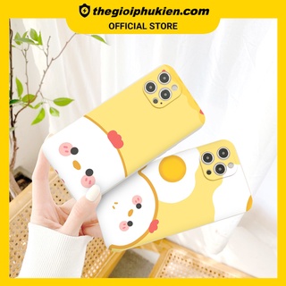 Ốp iphone - Ốp lưng iphone cạnh vuông Gà con má hồng dành cho ip 6 đến 14promax - ng194