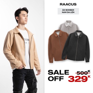 Áo khoác nam da lộn lót lông Raacus, áo khoác nam da hàn quốc jacket form rộng-A380
