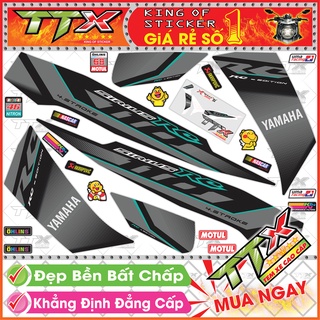Tem xe sirius 110 rc màu xám đen viền chỉ xanh ngọc lục bảo siêu đẹp , Shop TTX Tem rời sirius mã (S0015/A12)