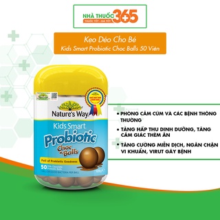 Kẹo Dẻo Cho Bé Nature's Way Kids Smart Probiotic Choc Balls Lợi Khuẩn Tốt Cho Hệ Tiêu Hoá 50 Viên