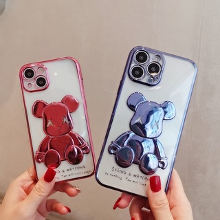 Ốp Điện Thoại In Hình Gấu Kaws Mạ Điện Cho iPhone 14 13 12 11pro Max mini XS XSMax XR SE 7P 8Plus