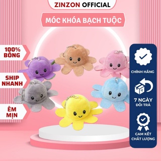 Móc khóa gấu bông bạch tuộc 2 mặt cảm xúc dễ thương êm mịn ZinZon