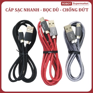 Cáp Sạc Bọc Dù Cổng Lightning/Micro/TypeC Hỗ Trợ Sạc Nhanh