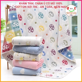 Khăn Tắm, Khăn Ủ Xô Sợi Tre 6 Lớp Có Mũ Siêu Mềm Mại Freeship Khăn Đa Năng Có Thể Làm Chăn Hàng Cao Cấp Xuất Khẩu