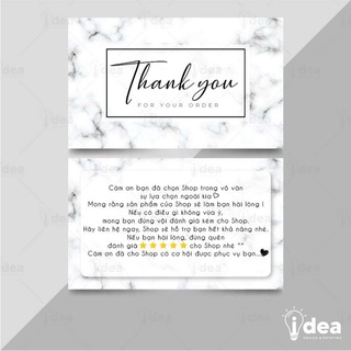 Card Cám Ơn, Card Thank You, Thiệp Cảm Ơn - Size 9x5,4cm - Giấy C300 Cán Màng Mờ 2 Mặt Màu Marble Sang Trọng