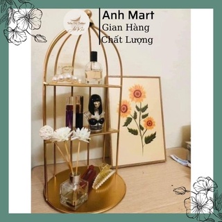 Kệ mĩ phẩm lồng chim- kệ decor Anh Mart sang chảnh mạ vàng sơn tích điện không gỉ