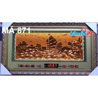 Lịch vạn niên – Tranh đá xi vàng – Đồng hồ - Khổ 55x100cm  - mã 871