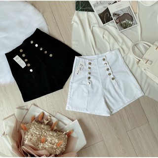 Quần short lưng cao phối nút chất Kaki day dặn, co giãn tốt Shop Cam Kết Hàng Y Hình Chính Chủ ( Size S, M, L )