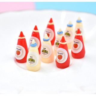 Mô hình chai tương cà, mayonnaise mini trang trí nhà búp bê, nhà mô hình