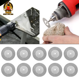 Bộ 10 Lưỡi Cắt Mài Mini Đa Năng Đường kính 50mm Kèm 2 Trục Kết Nối