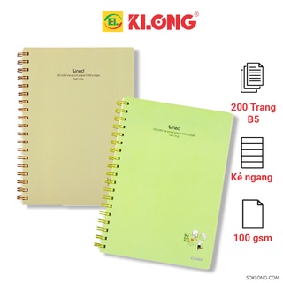 Vở lò xo kép Klong B5 bìa nhựa Lined kẻ ngang 200 trang MS 582 cuốn tập sổ Chọn Màu
