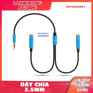 Dây Jack chuyển chân tai nghe điện thoại 4 chân ra 2 cổng audio 3.5 mm - 1mic 1audio