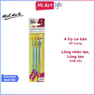 Bộ 4 Cọ Vẽ Mont Marte Cơ Bản - Assorted Paint Brushes Discovery 4pc - BMHS0042