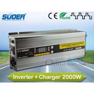 Bộ đổi điện 2000W 12V sang 220V tích hợp sạc AC 30A - HBA-2000C