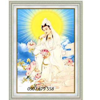 FREESHIP EXTRA - Tranh đinh đá Phậtt Quan âm Kích thước: 61x85 cm