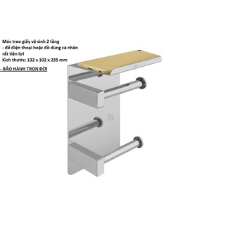 Móc treo giấy vệ sinh 2 tầng inox 304 nhật bản - bảo hành vĩnh viễn