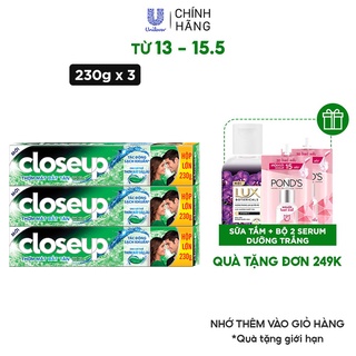 Combo 3 Kem Đánh Răng Closeup Dạng Gel Cho Hơi Thở Thơm Mát Bất Tận Bạc Hà The Mát 230G/Tuýp