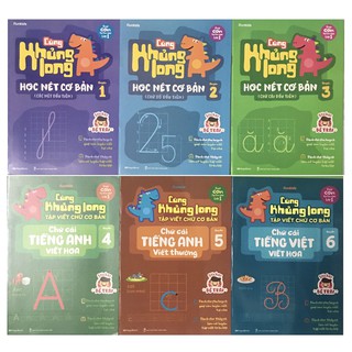 Sách Megabook - Combo Cùng Khủng Long Học Nét Và Tập Viết Chữ Cơ Bản - Sticker Bé Trai (6 Cuốn)