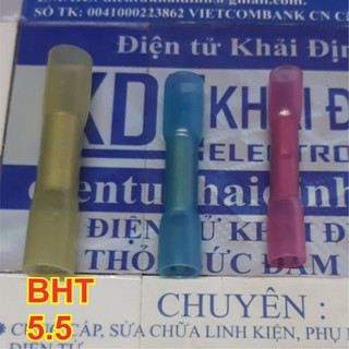 10 cái đầu nối, ống nối, cos nối dây, vỏ nhựa hơ nóng co nhiệt màu vàng dây 4-6mm2 BHT-5.5 kde4554