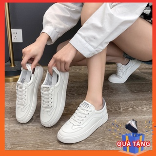 Giày sneaker da basic nữ 007 phù hợp đi học, đi làm, đi chơi - giày thể thao trắng nữ, đế bằng, nhẹ êm