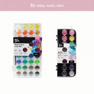 [SUMMER] Bộ Màu Nước Nén MONT MARTE – Kèm 1 cọ, 1 bảng và lỗ pha màu tương ứng (Watercolour Cake Set Mont Marte)