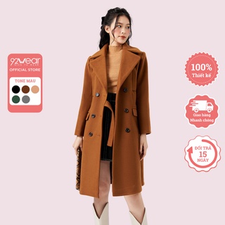 Áo khoác dạ dài qua gối 2 hàng cúc 92WEAR - KDA1268