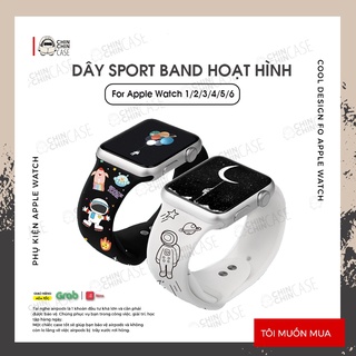Dây Đeo Apple Watch Sport Band Hoạt Hình Dành Cho Series 6 5 4 3 2 1 Chất Liệu Silicone Full Size 38/40/42/44mm