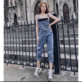 Yếm jean dài rách nữ- yếm bò ulzzang phong cách hàn quốc cao cấp Lady-Hn Store88 h8