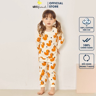 Đồ bộ tay dài quần áo thun cotton cho bé gái mặc nhà mùa thu đông dáng rộng Unifriend Hàn Quốc U1041