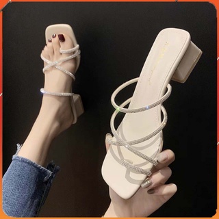 Giày sandal nữ cao gót 5 phân , Dép nữ sỏ ngón quai đính đá sang trọng rễ phối đồ S06