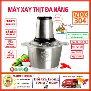 Máy Xay Thịt - Sinh Tố, Máy xay thịt đa năng cối Inox , 4 lưỡi xay dung tích 2L - Bảo hành 3 Tháng